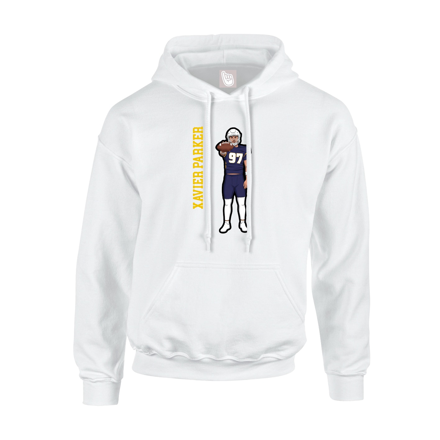 Youth Hoodie — Name Vertical in White