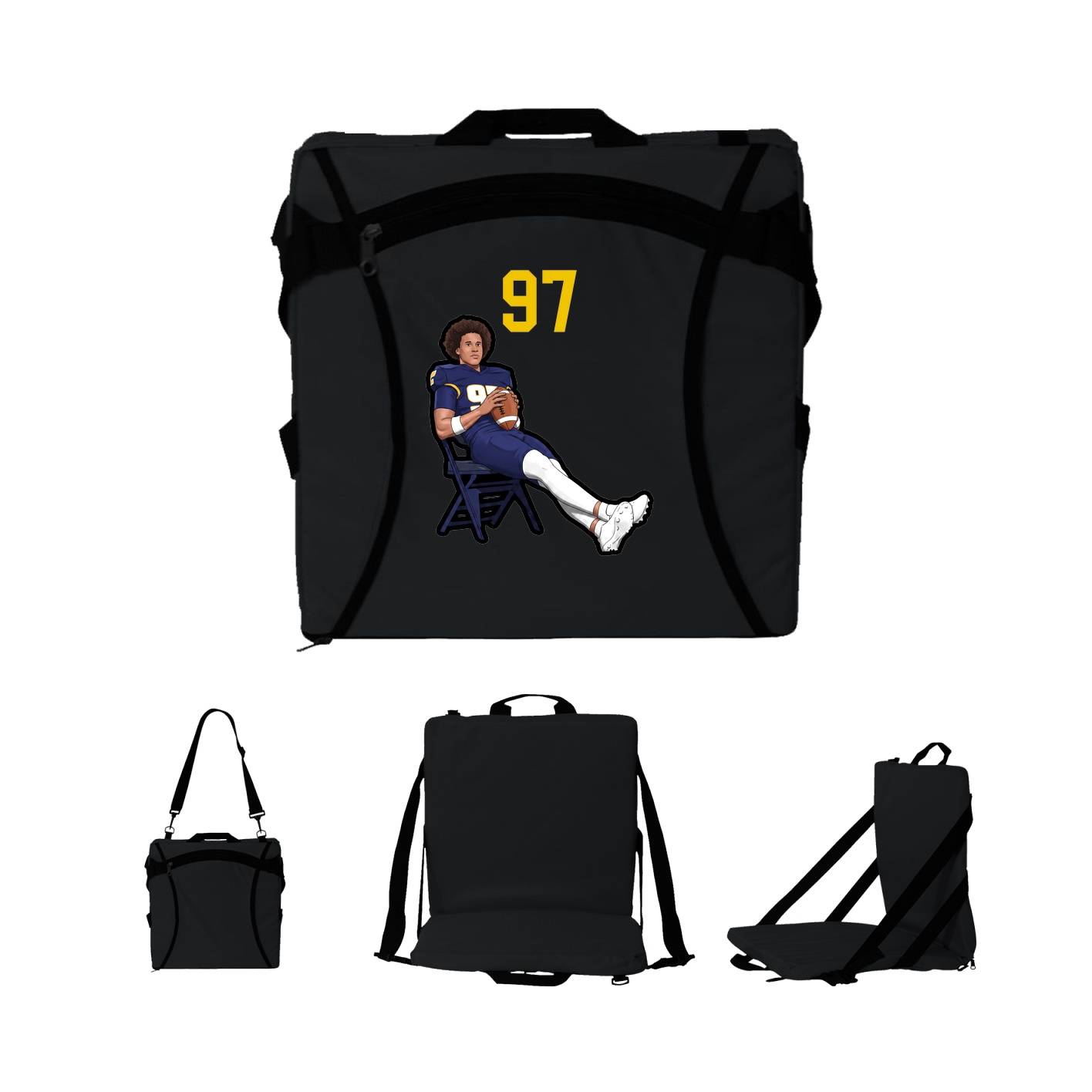 Folding Stadium Seat — Number Top in Black