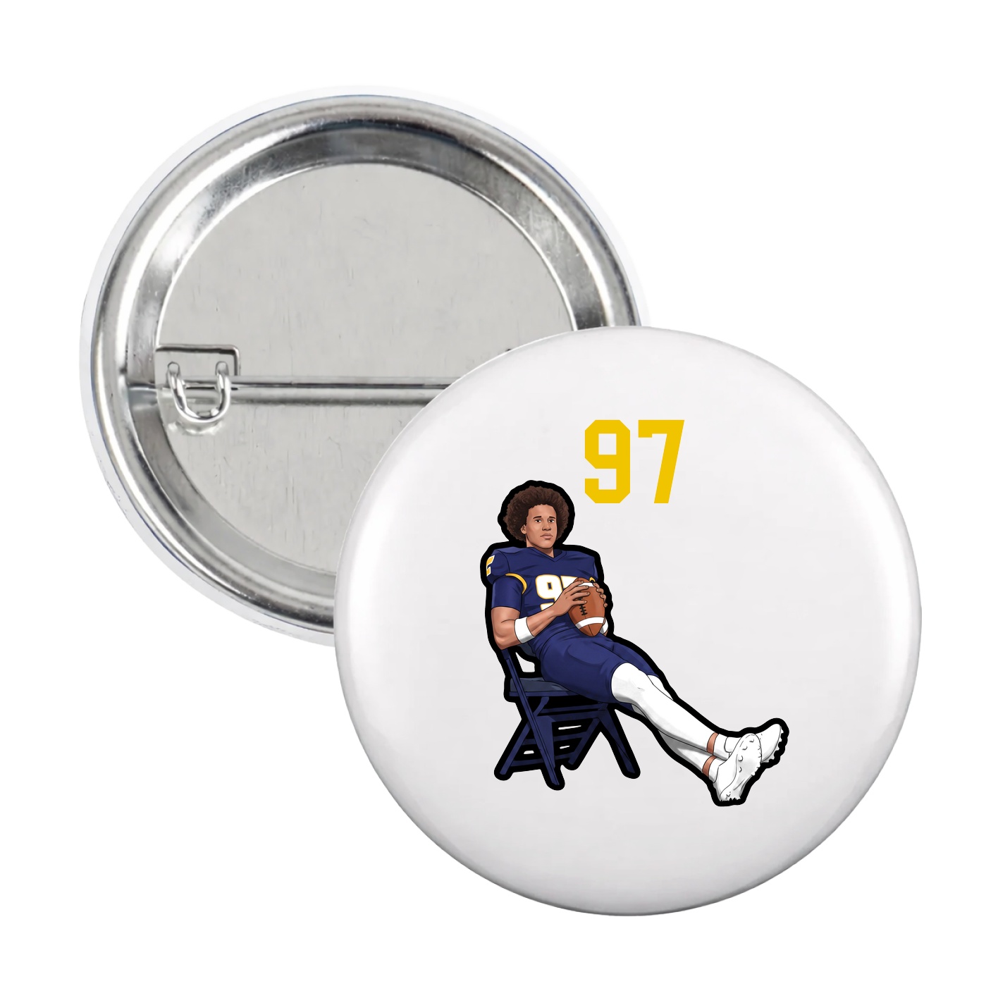 Game Day Button — Number Top in White