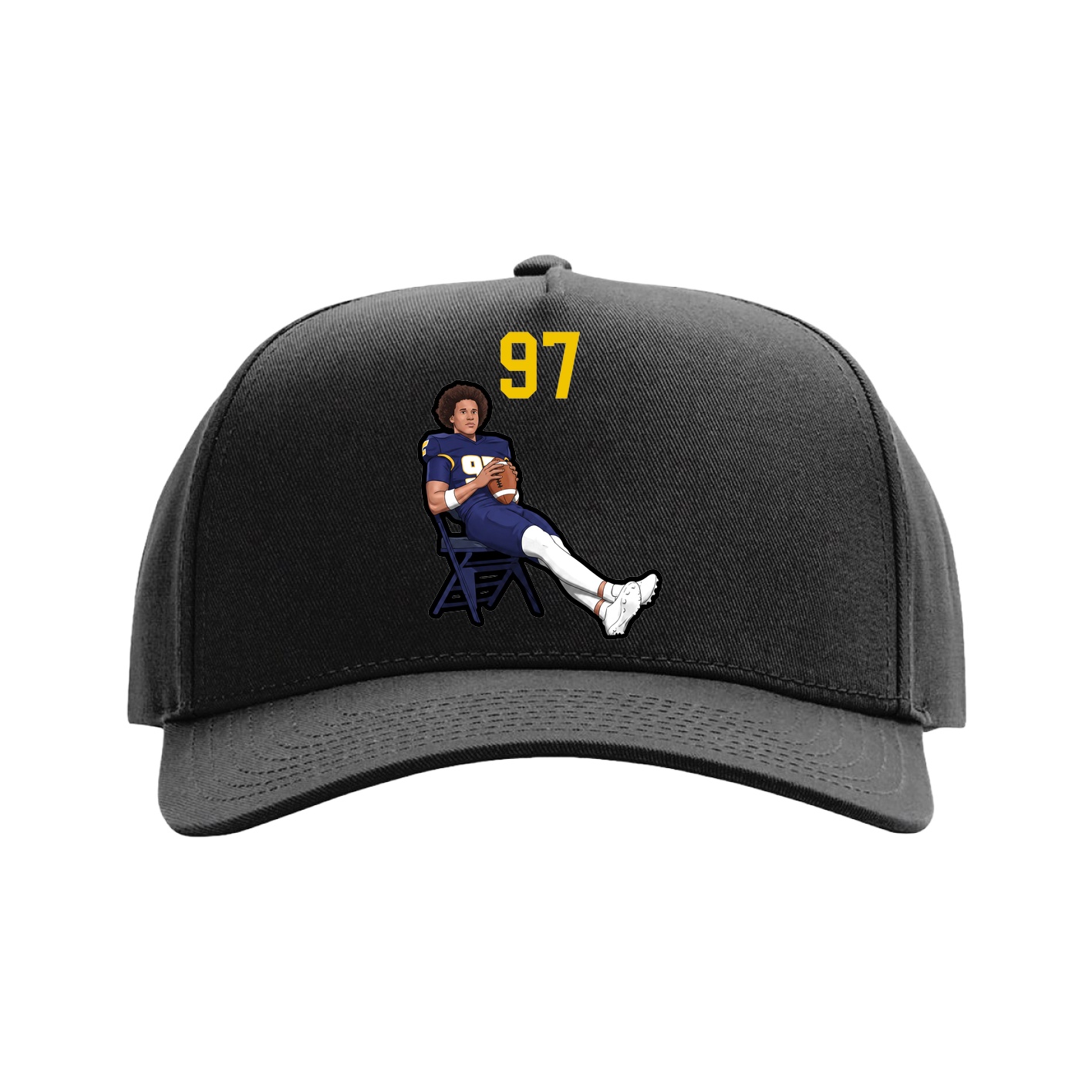 Full Fabric Five-Panel Champ Cap — Number Top in Black