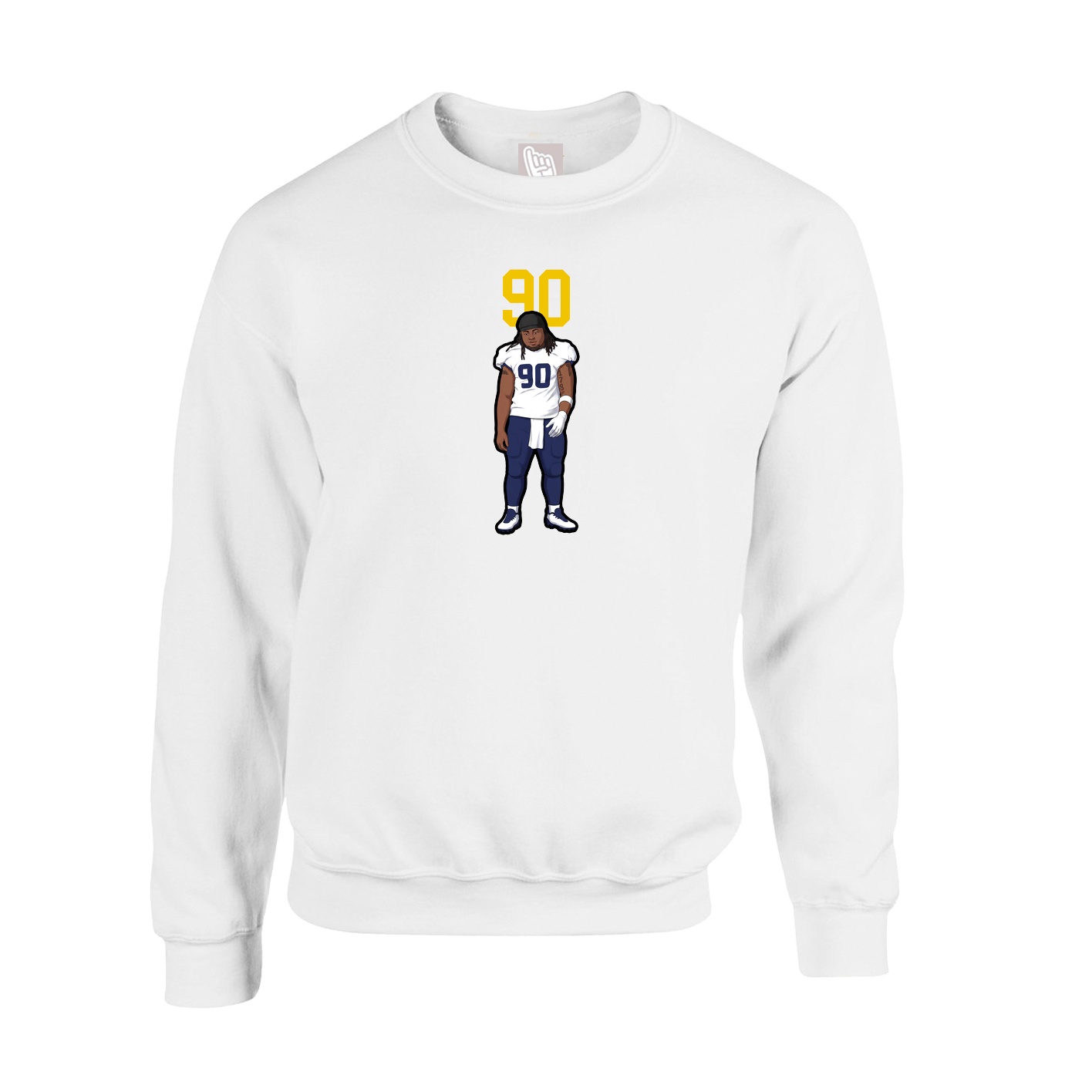 Fleece Crew — Number Top in White