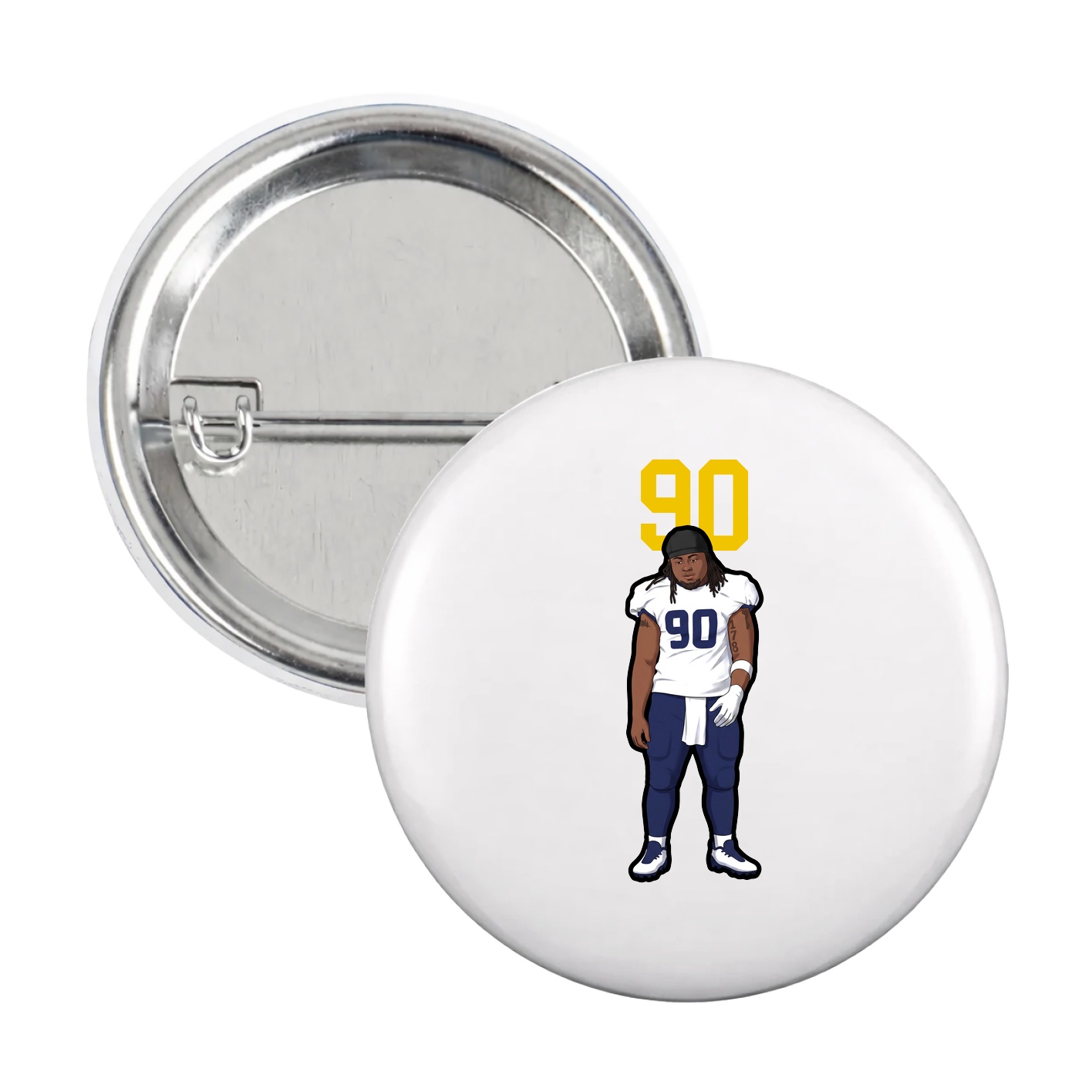 Game Day Button — Number Top in White