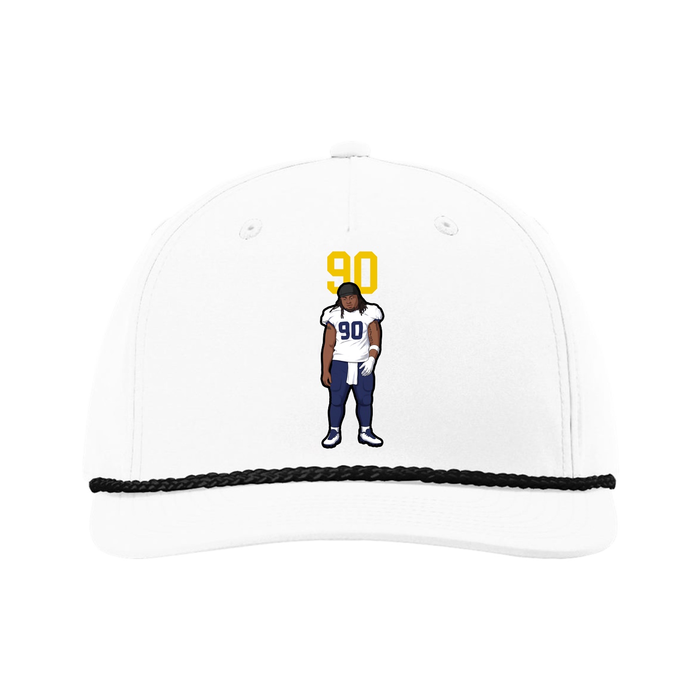 Five-Panel Classic Rope Cap — Number Top in White