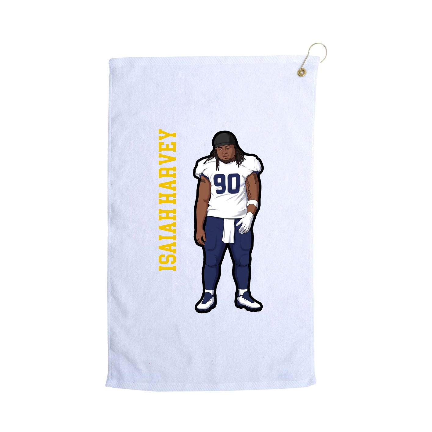 Golf Towel — Name Vertical in White