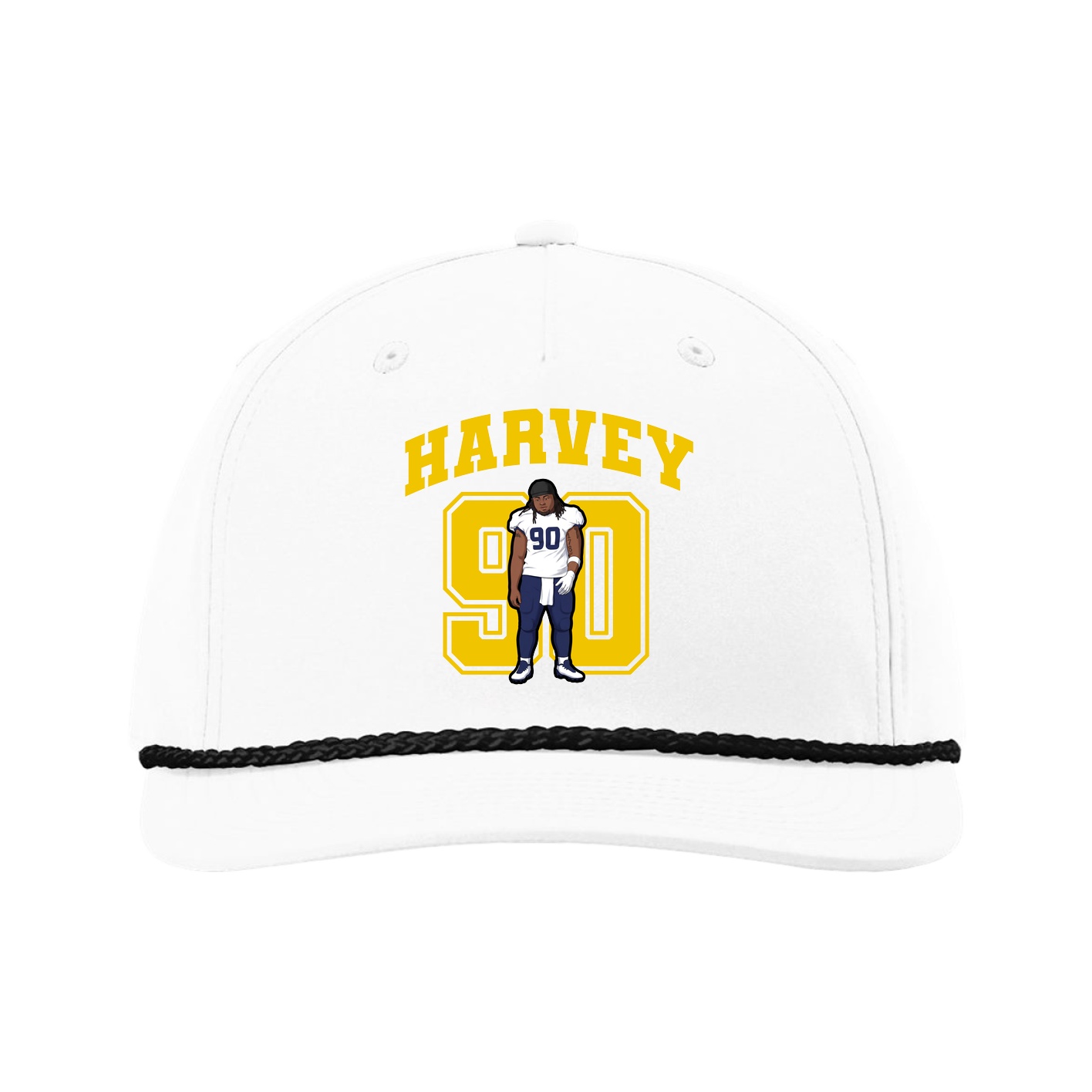 Five-Panel Classic Rope Cap — Number in White