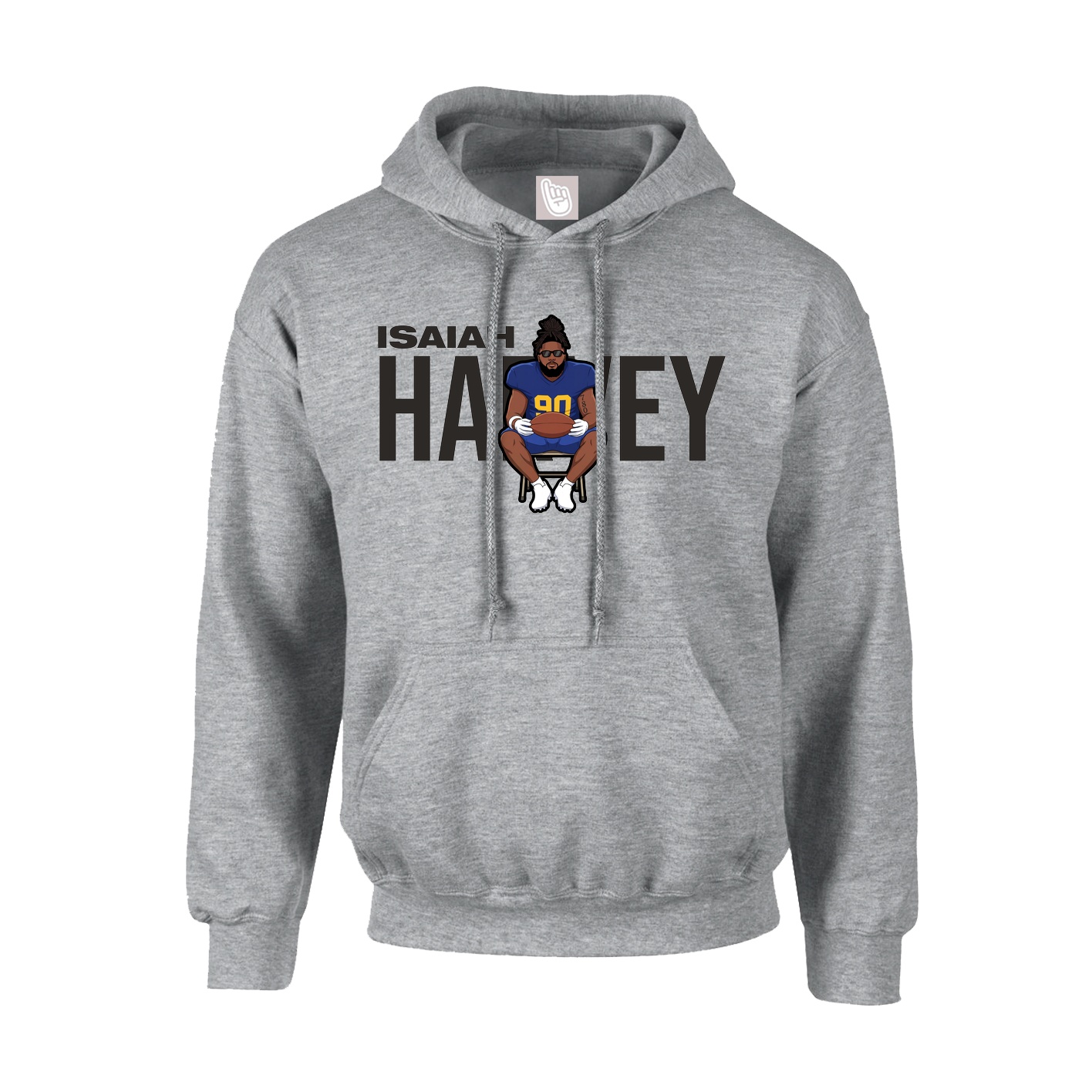 Youth Hoodie — Player Name in Grey