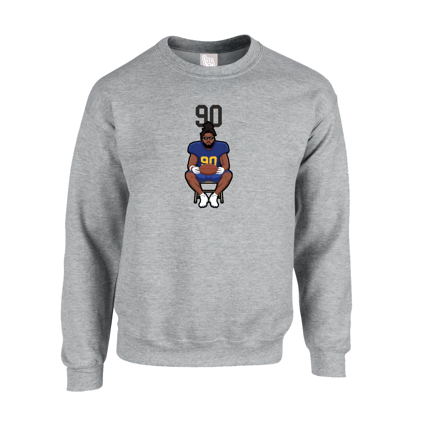 Fleece Crew — Number Top in Grey