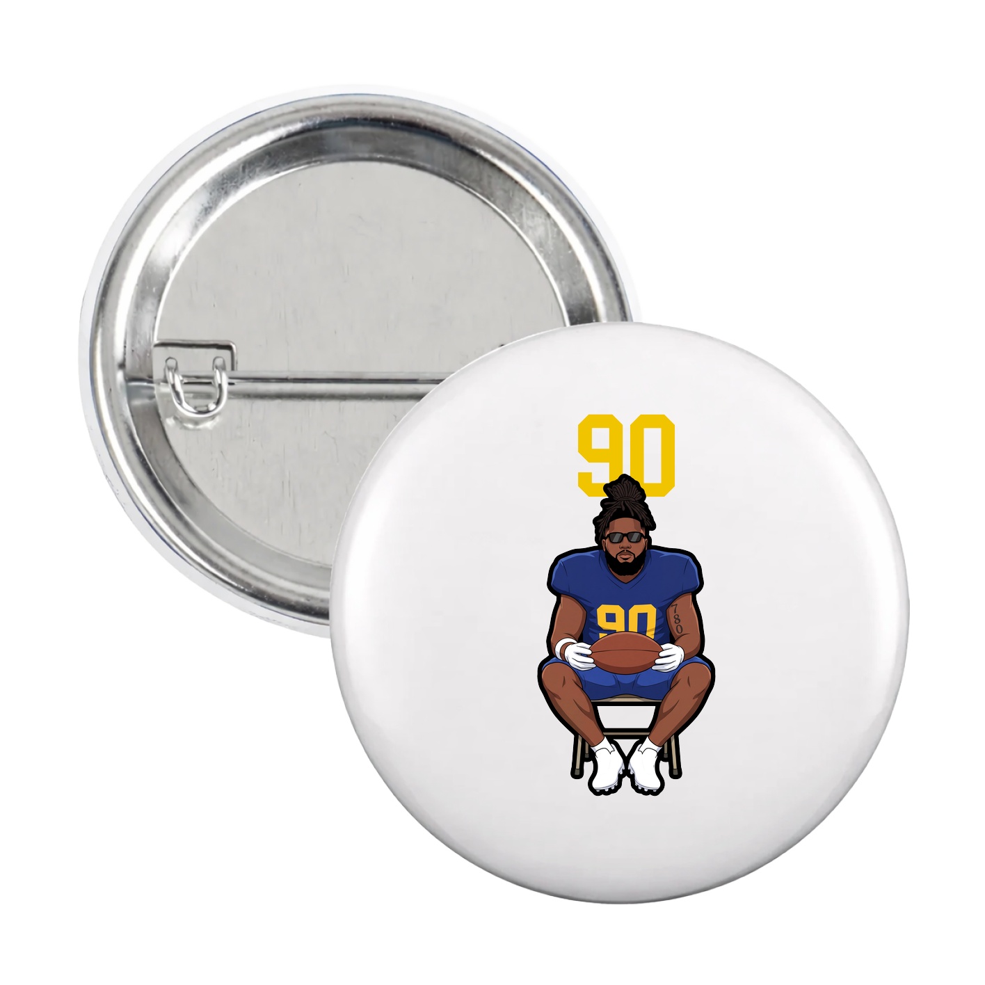 Game Day Button — Number Top in White