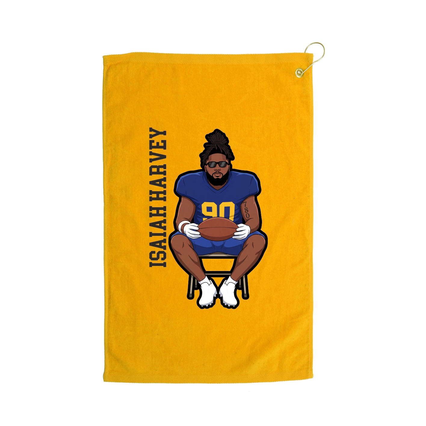 Golf Towel — Name Vertical in Gold