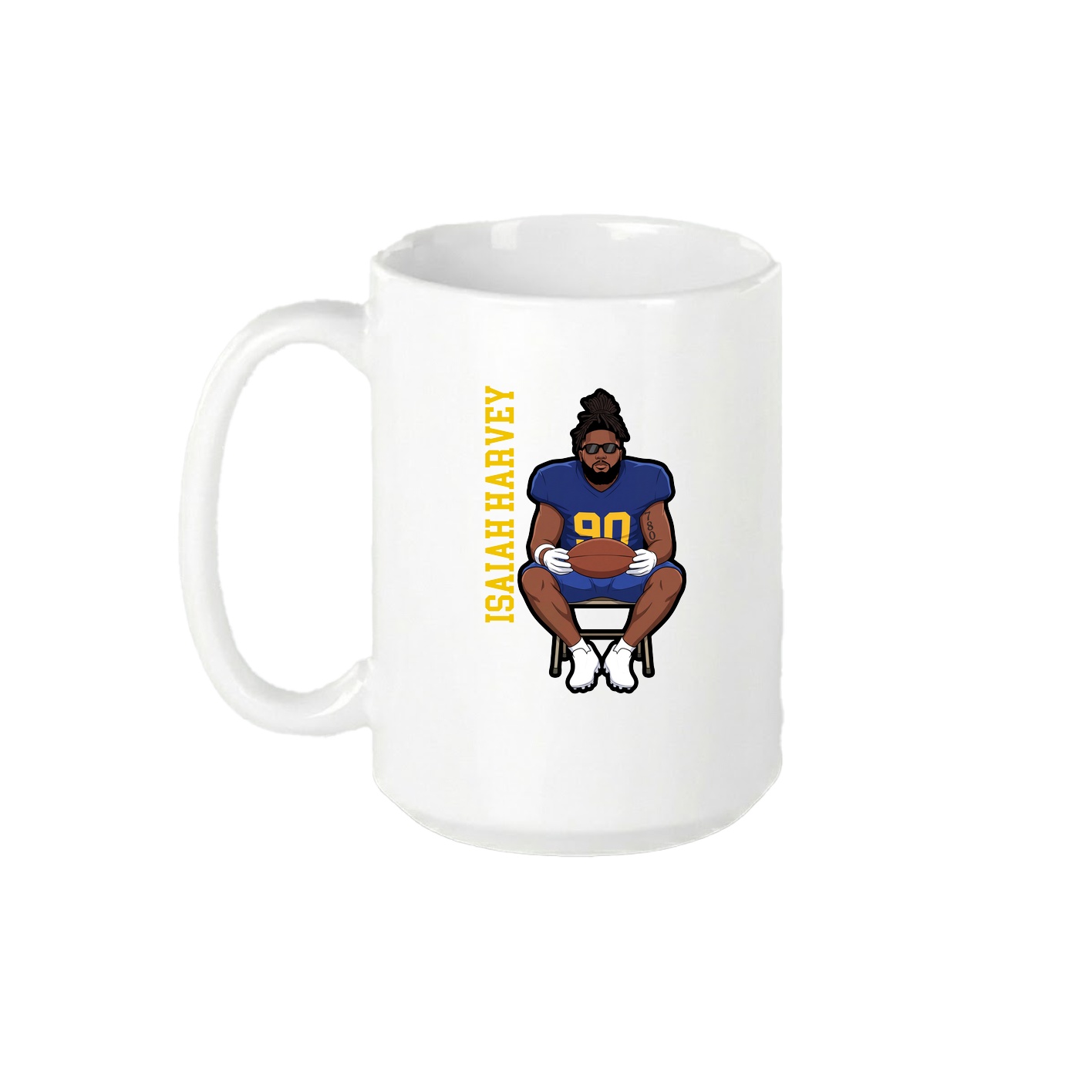 15oz Coffee Mug — Name Vertical in White
