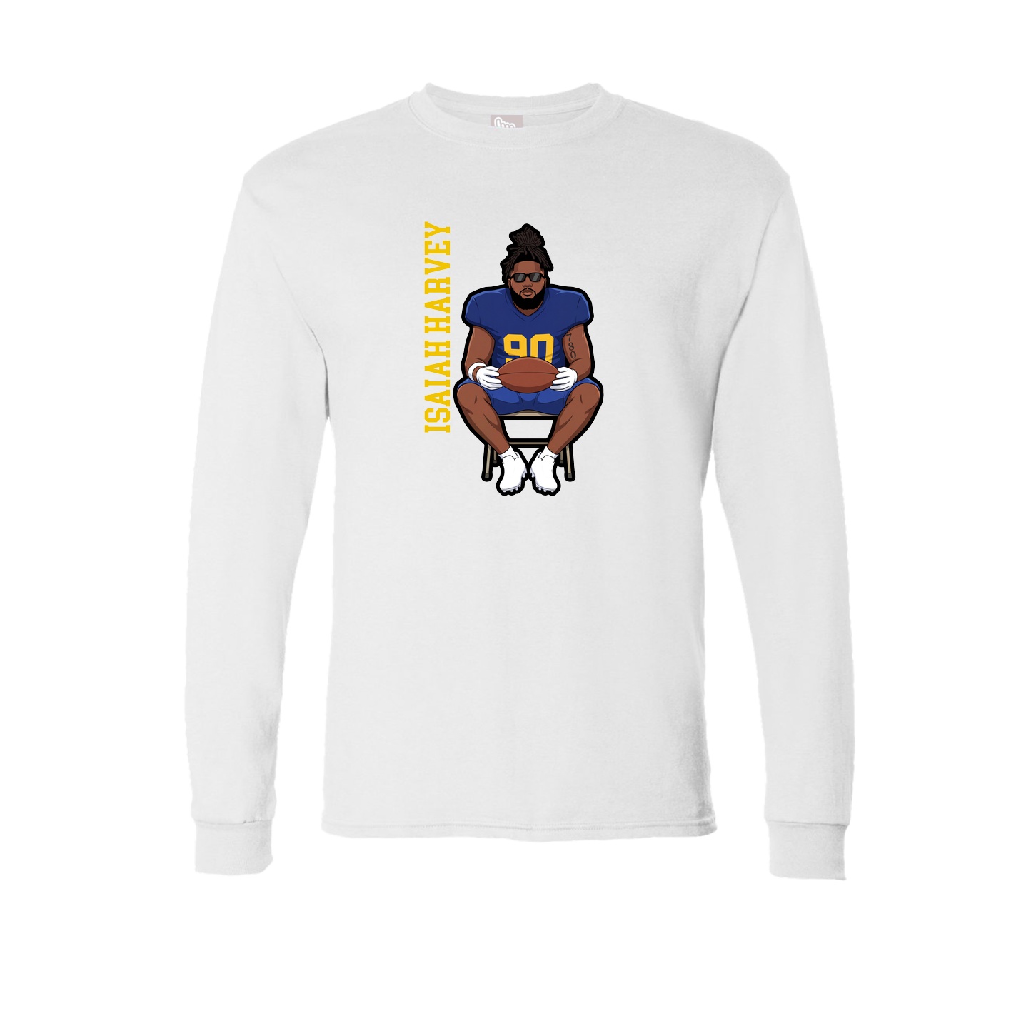 Long Sleeve Tee — Name Vertical in White