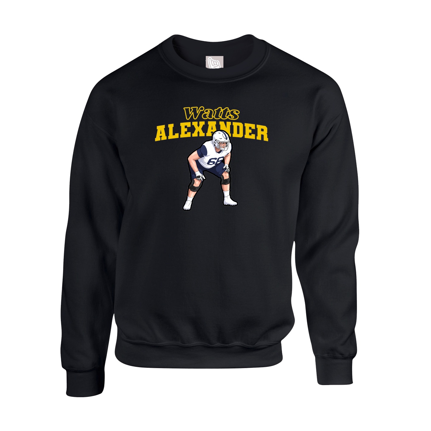 Fleece Crew — Name Arch in Black