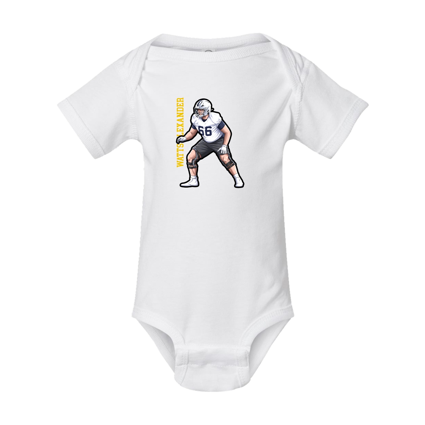 Baby Onesie — Name Vertical in White