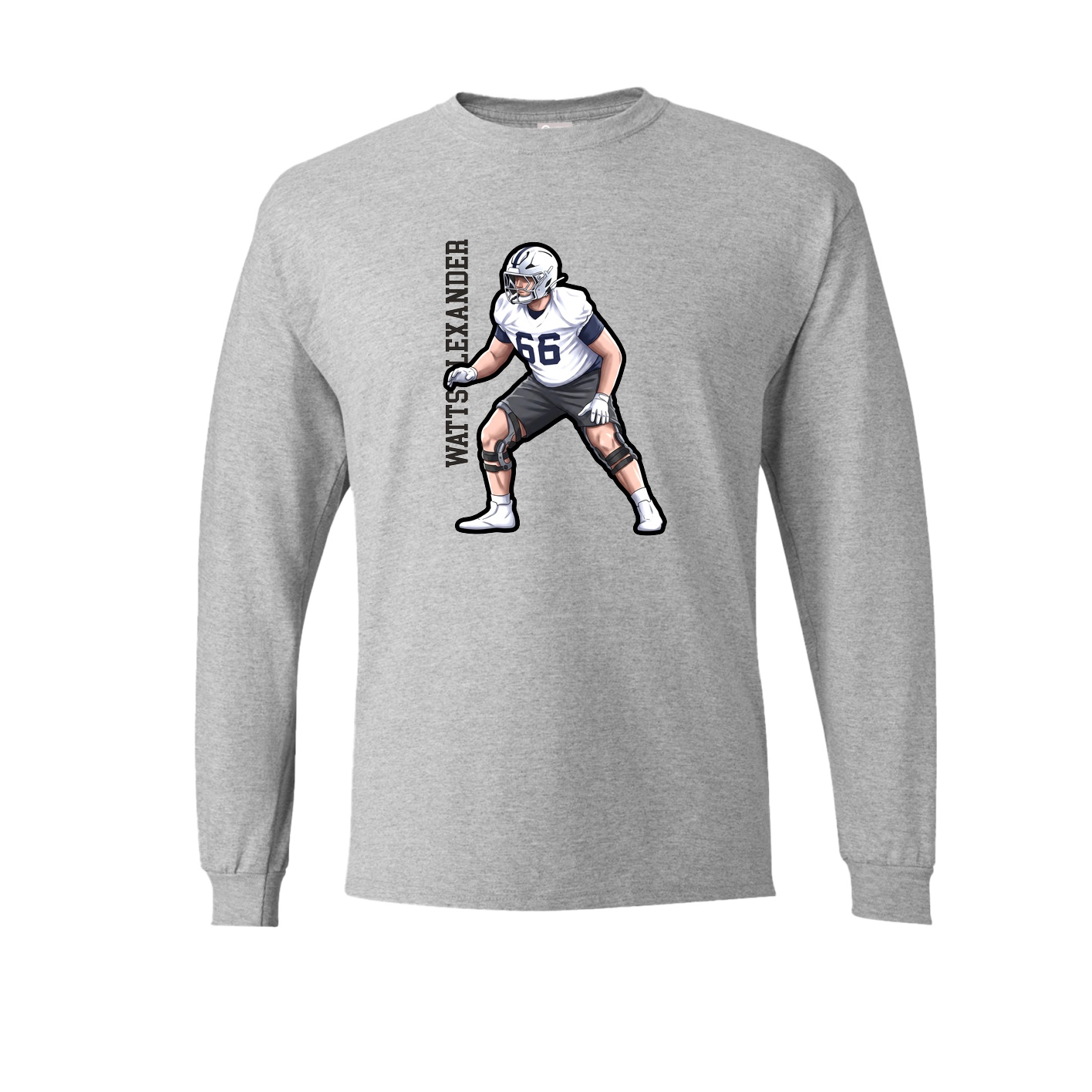 Long Sleeve Tee — Name Vertical in Grey