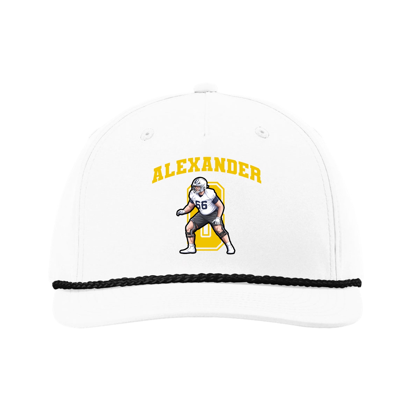 Five-Panel Classic Rope Cap — Number in White