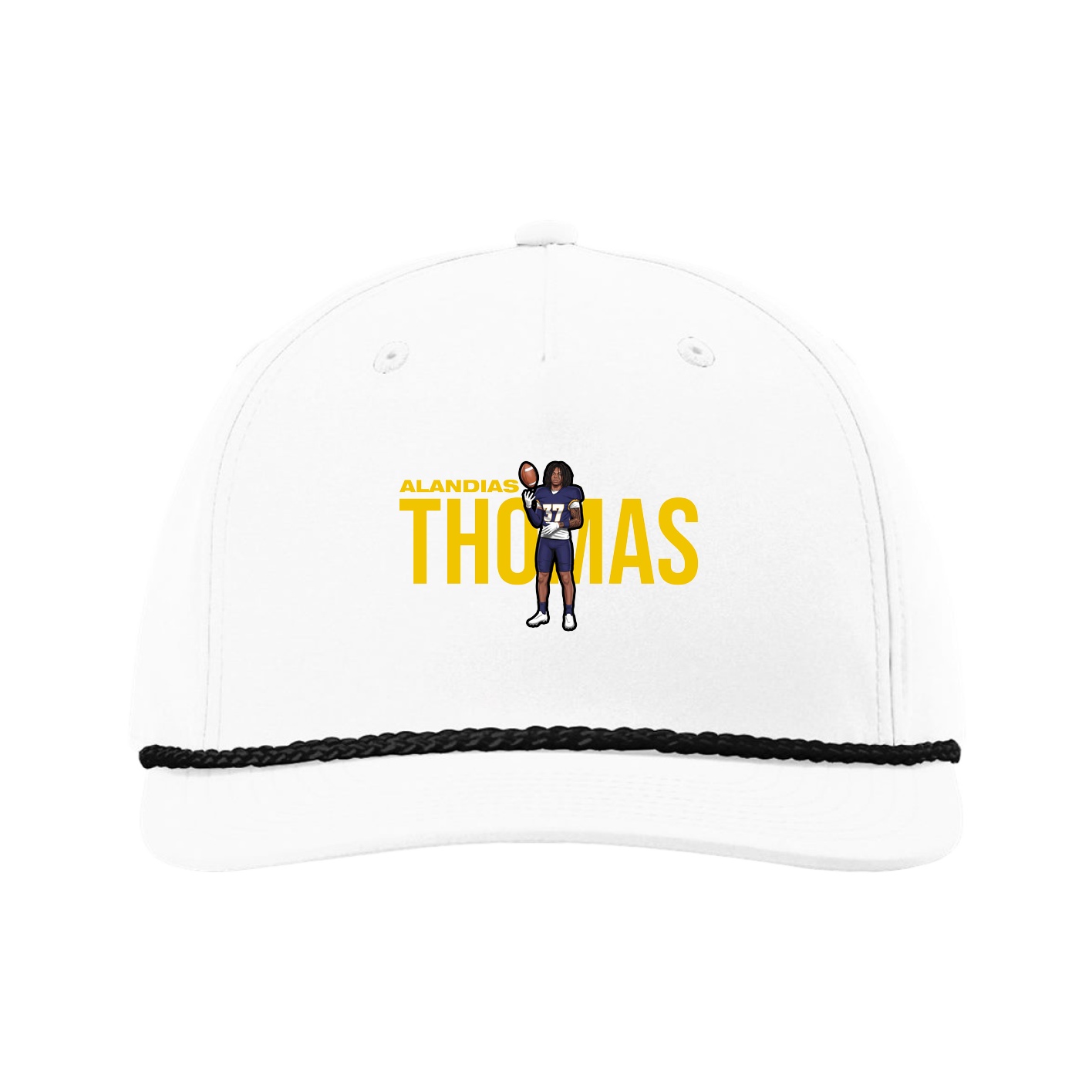Five-Panel Classic Rope Cap — Player Name in White