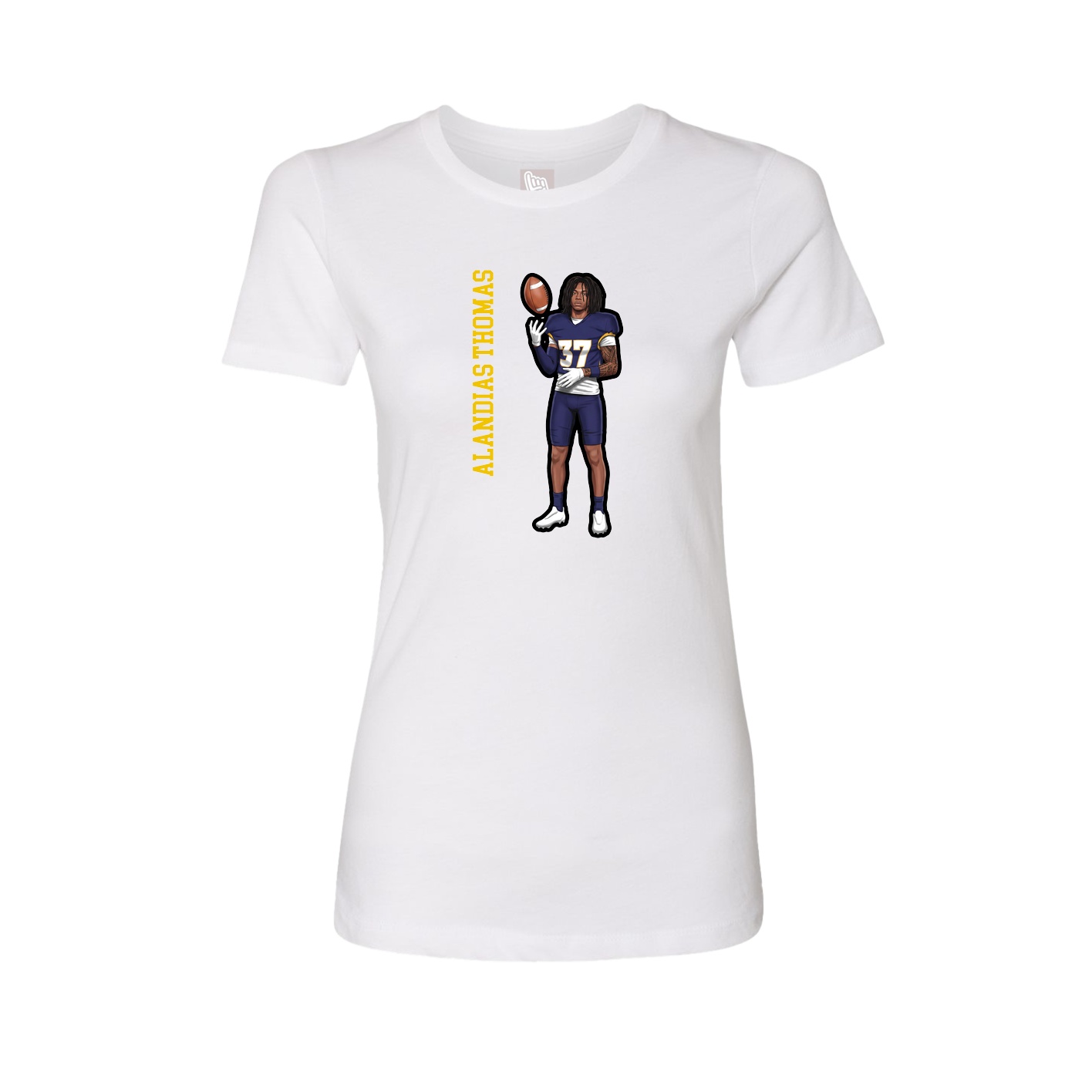 Fitted Women's Tee — Name Vertical in White