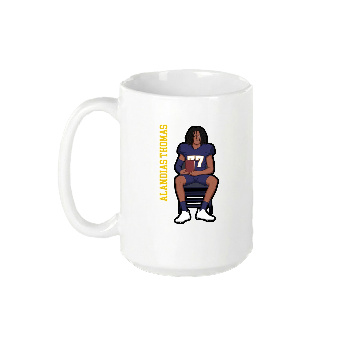15oz Coffee Mug — Name Vertical in White