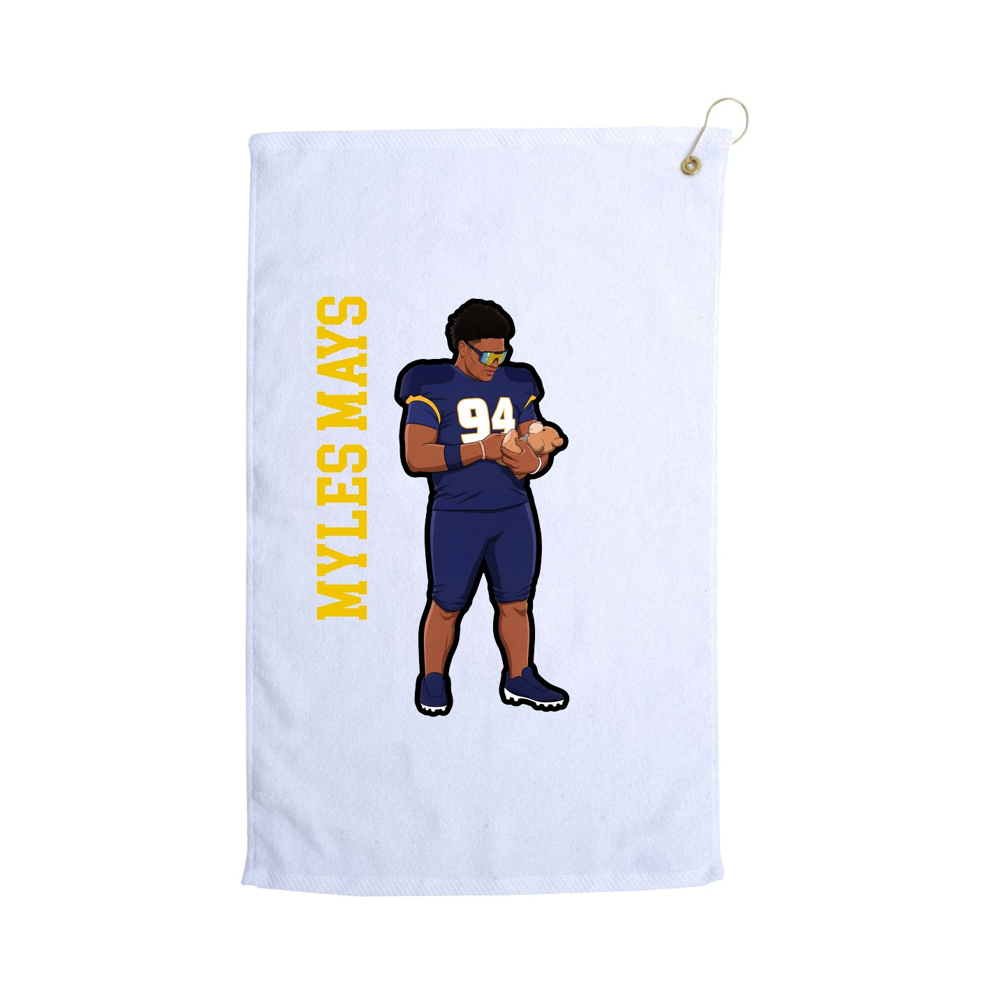 Golf Towel — Name Vertical in White