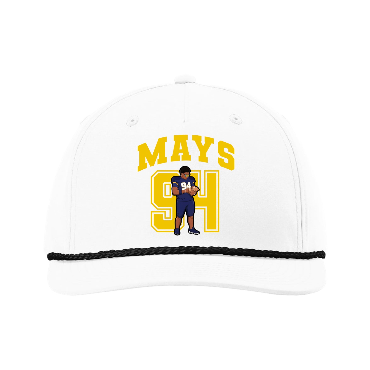 Five-Panel Classic Rope Cap — Number in White