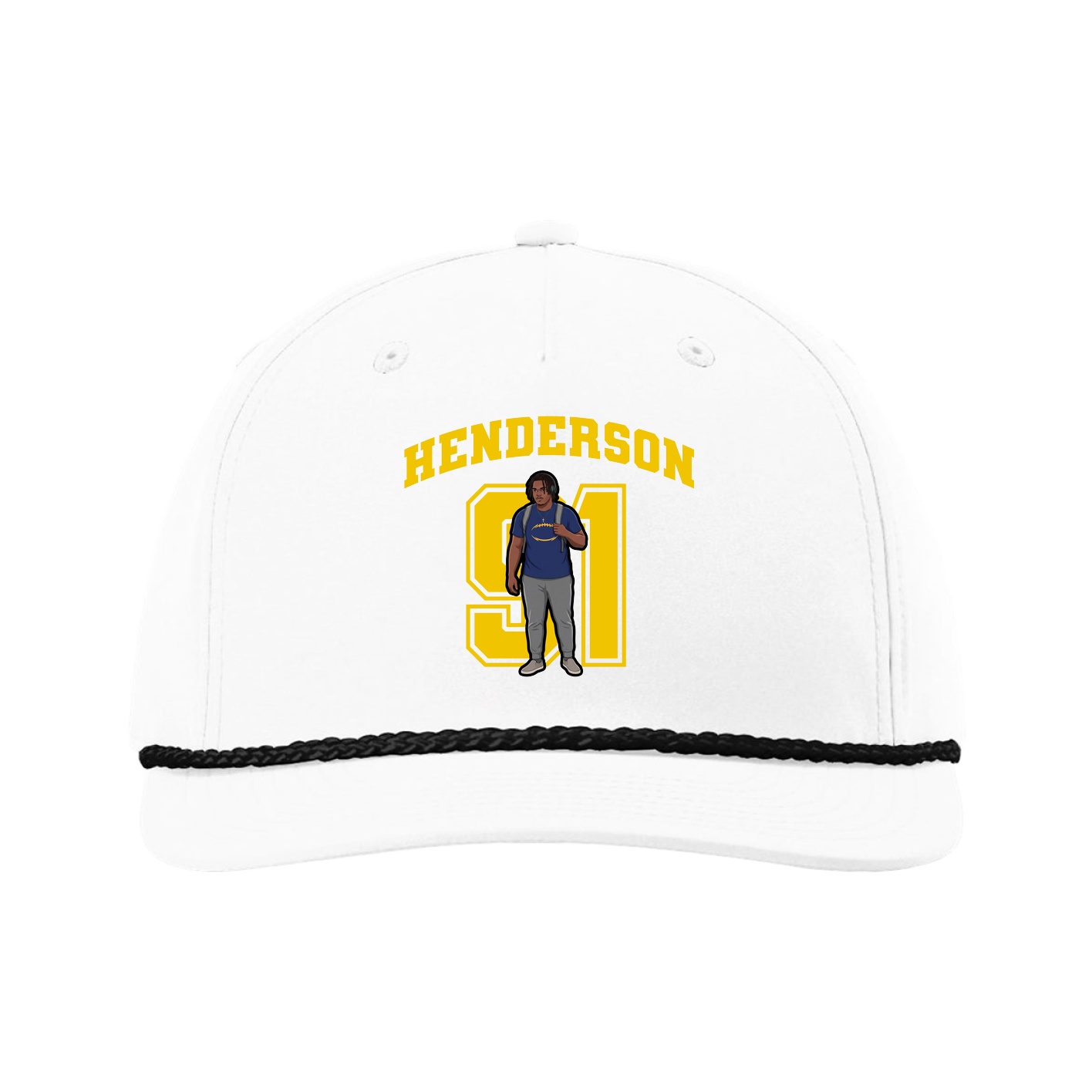 Five-Panel Classic Rope Cap — Number in White
