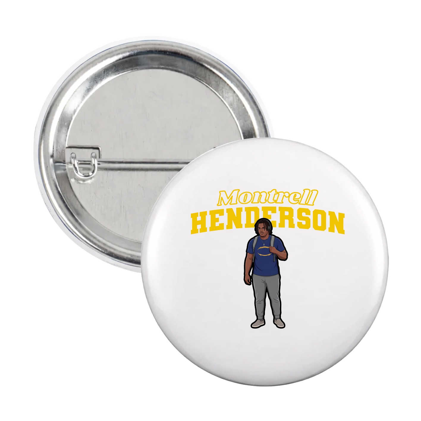 Game Day Button — Name Arch in White