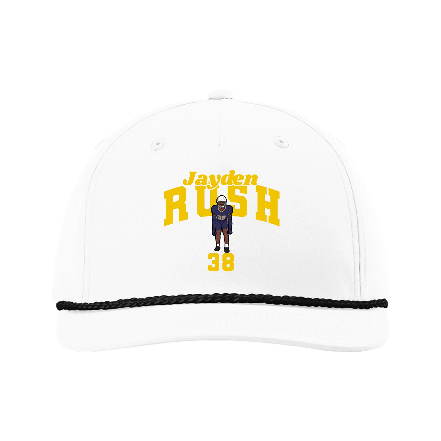 Five-Panel Classic Rope Cap — Signature Arch in White