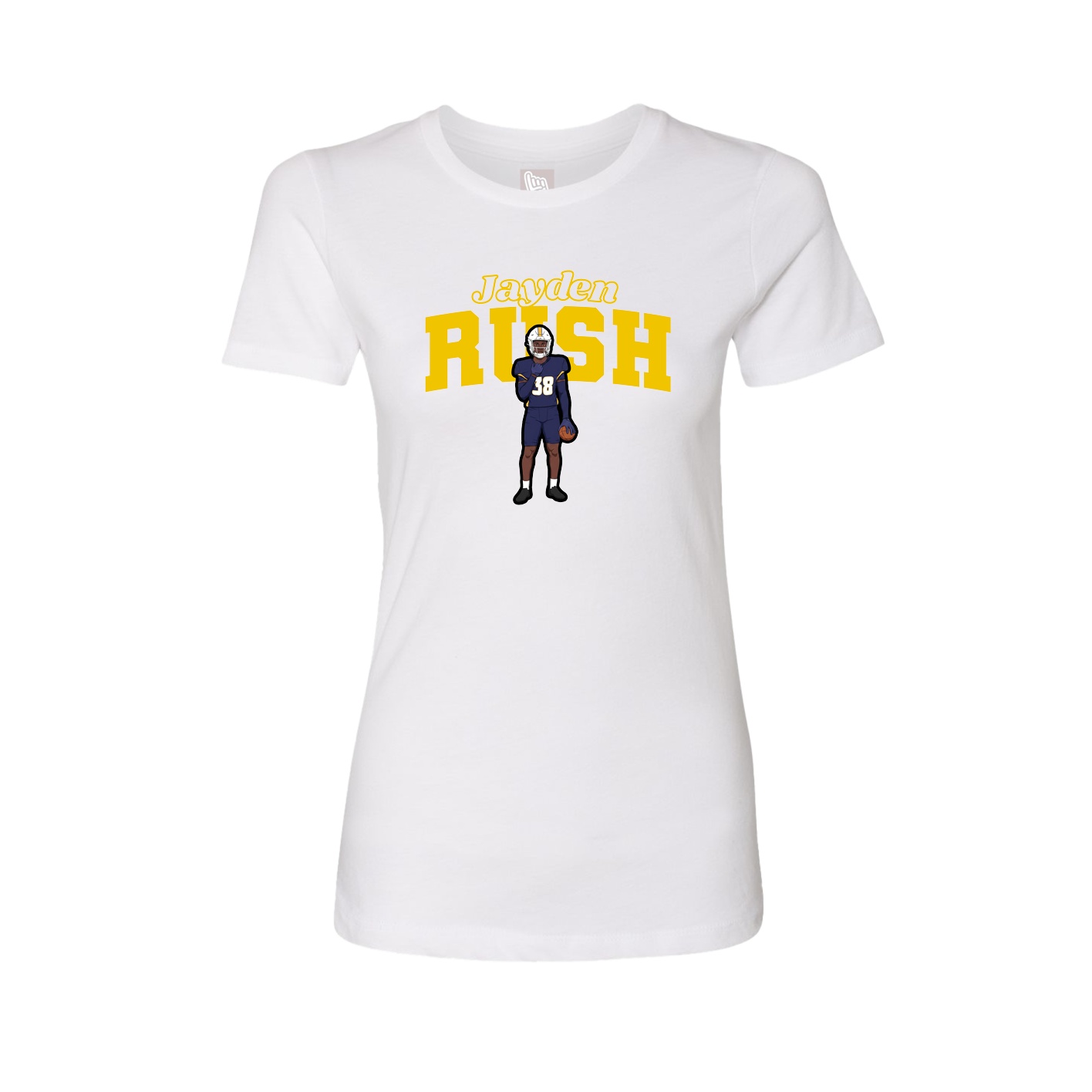 Fitted Women's Tee — Name Arch in White