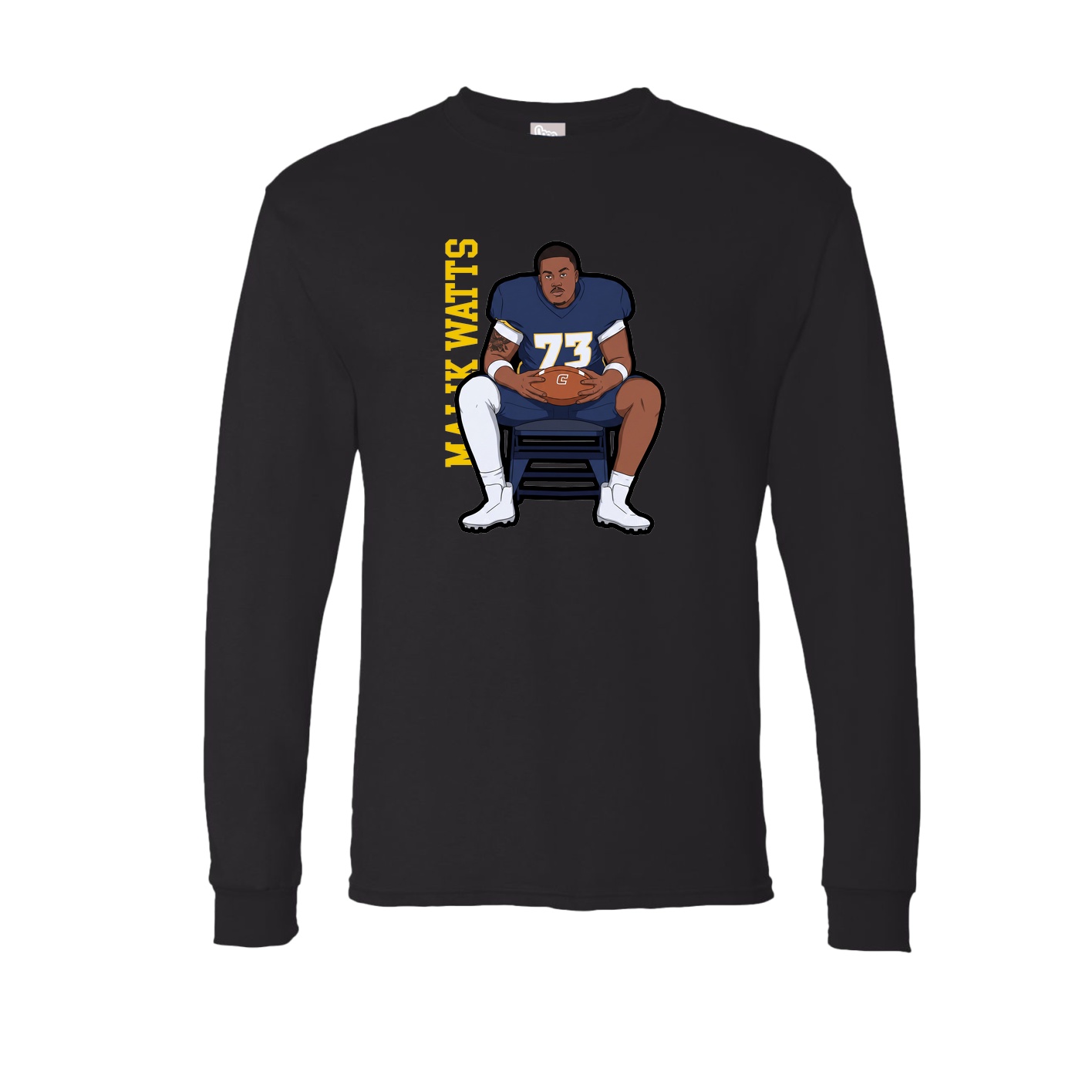 Long Sleeve Tee — Name Vertical in Black