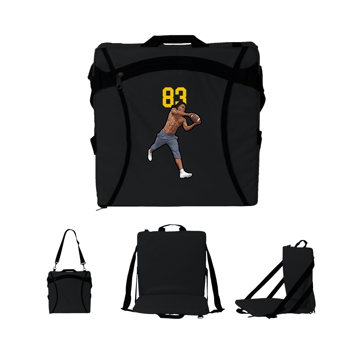 Folding Stadium Seat — Number Top in Black