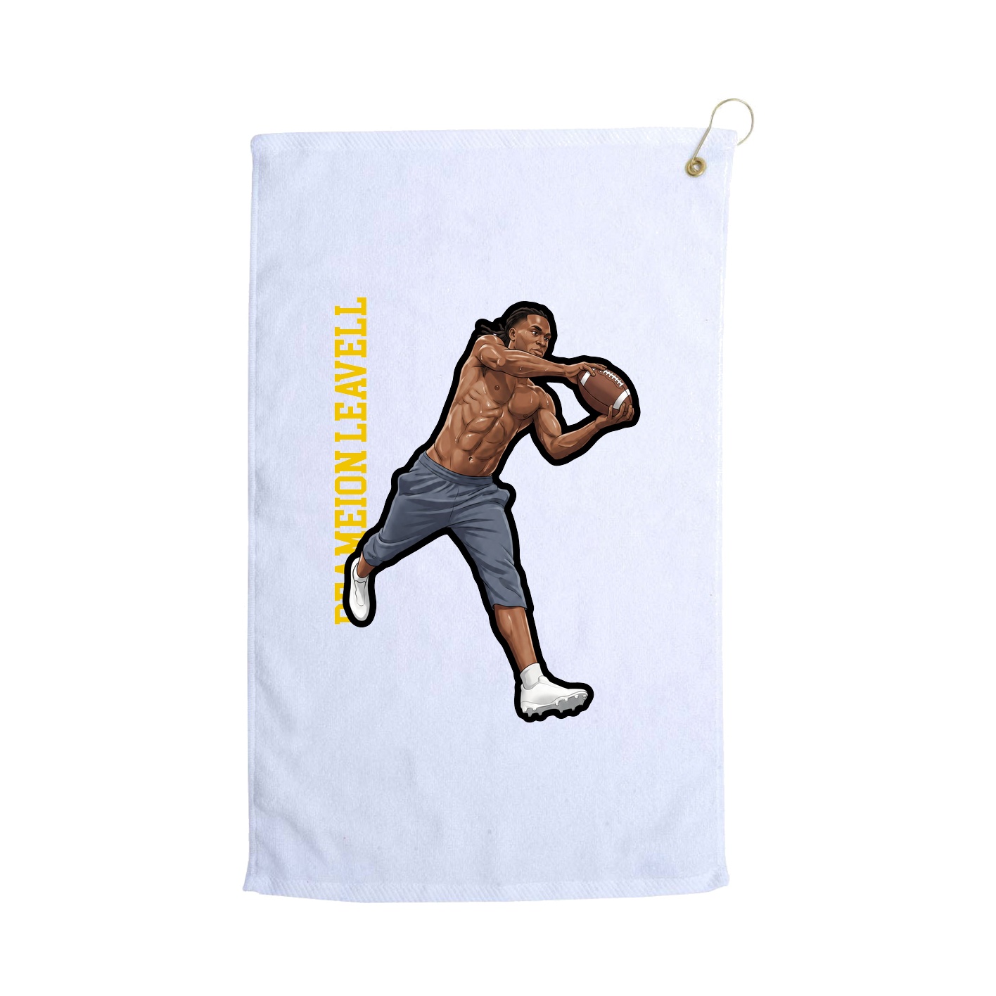 Golf Towel — Name Vertical in White