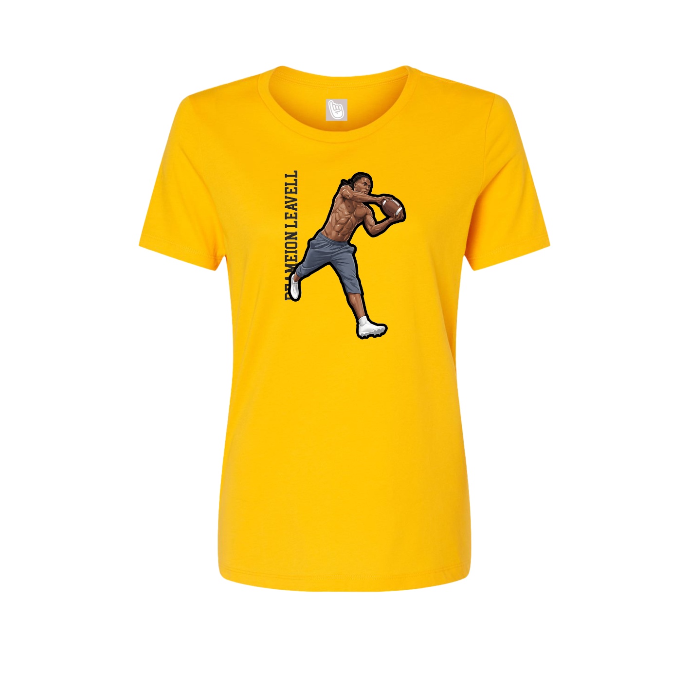 Fitted Women's Tee — Name Vertical in Gold