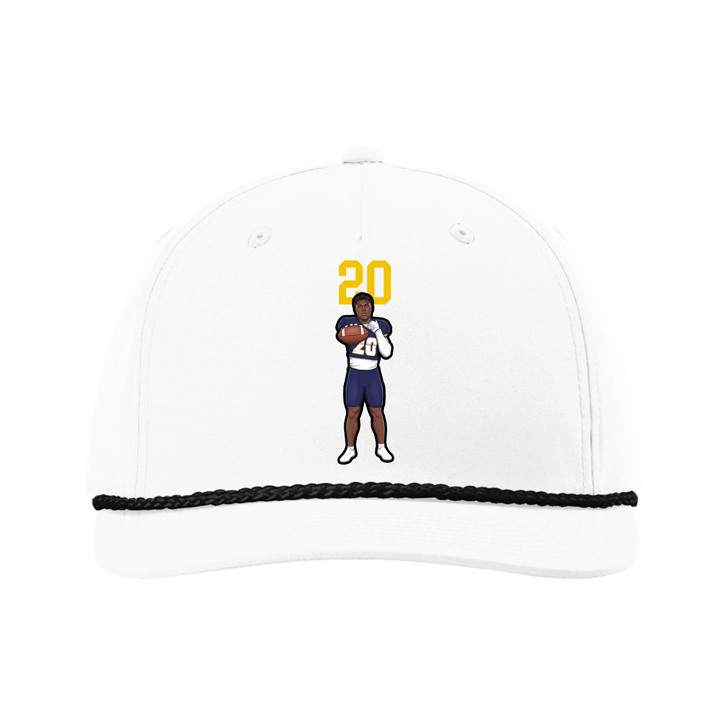 Five-Panel Classic Rope Cap — Number Top in White