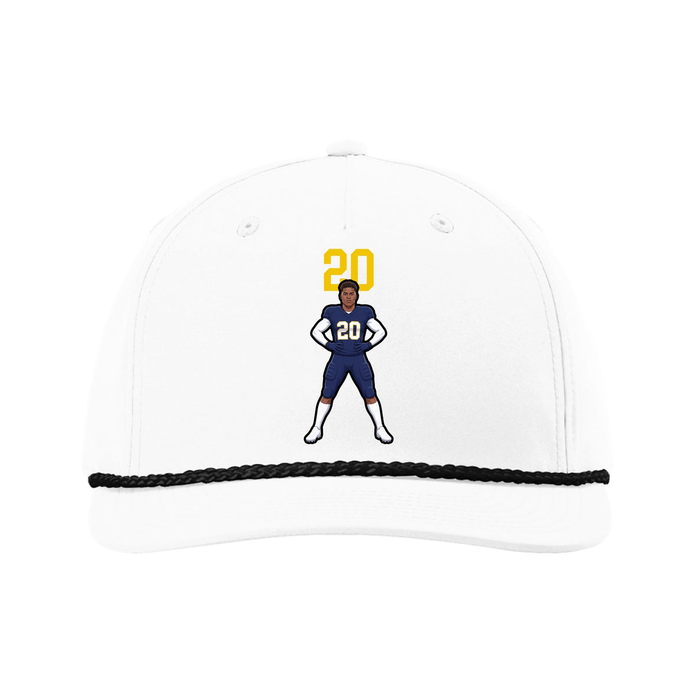 Five-Panel Classic Rope Cap — Number Top in White