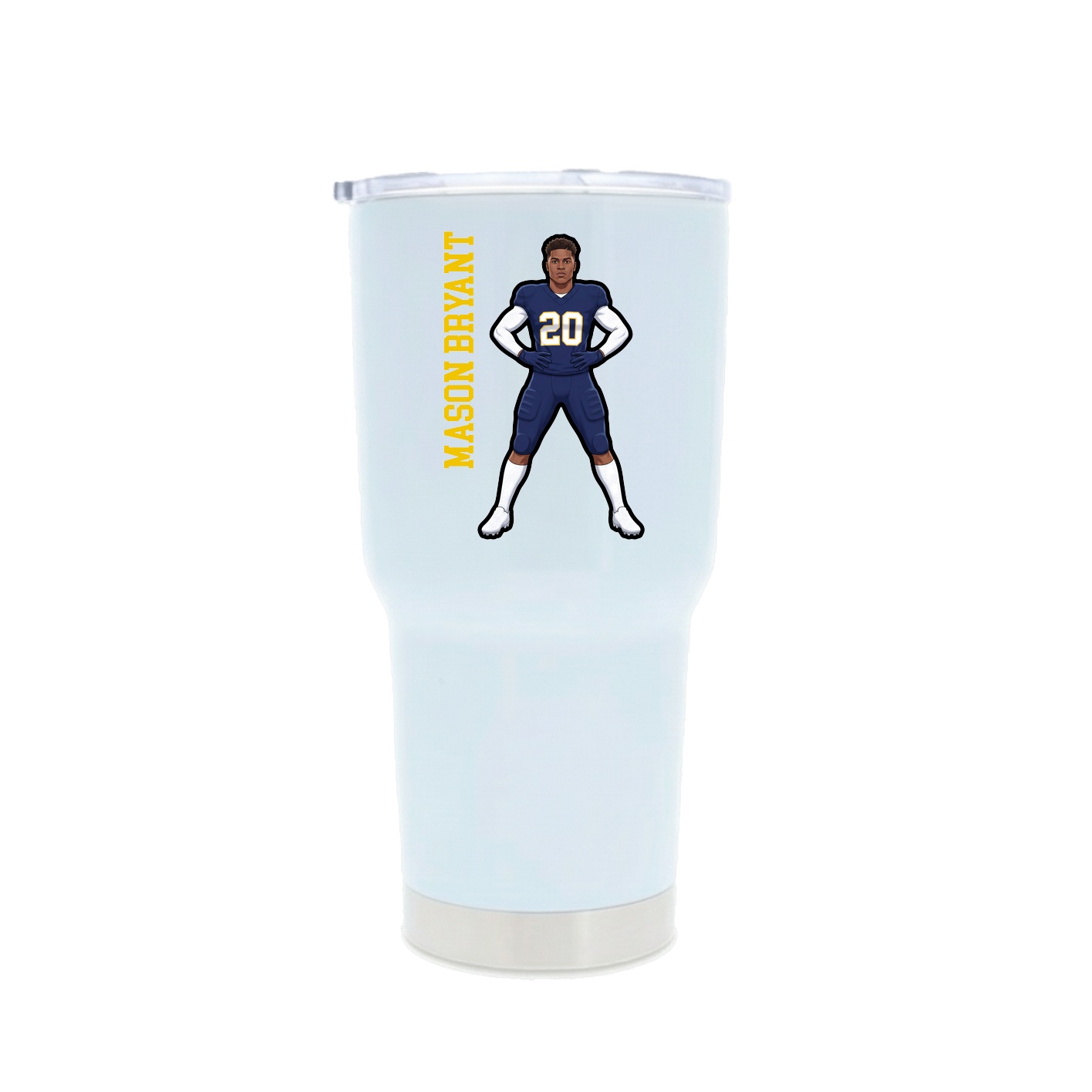 30oz Stainless Steel Tumbler — Name Vertical in White
