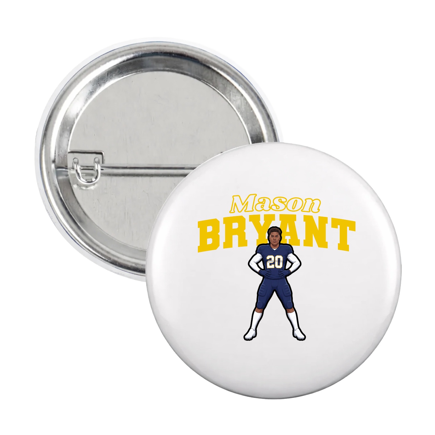 Game Day Button — Name Arch in White