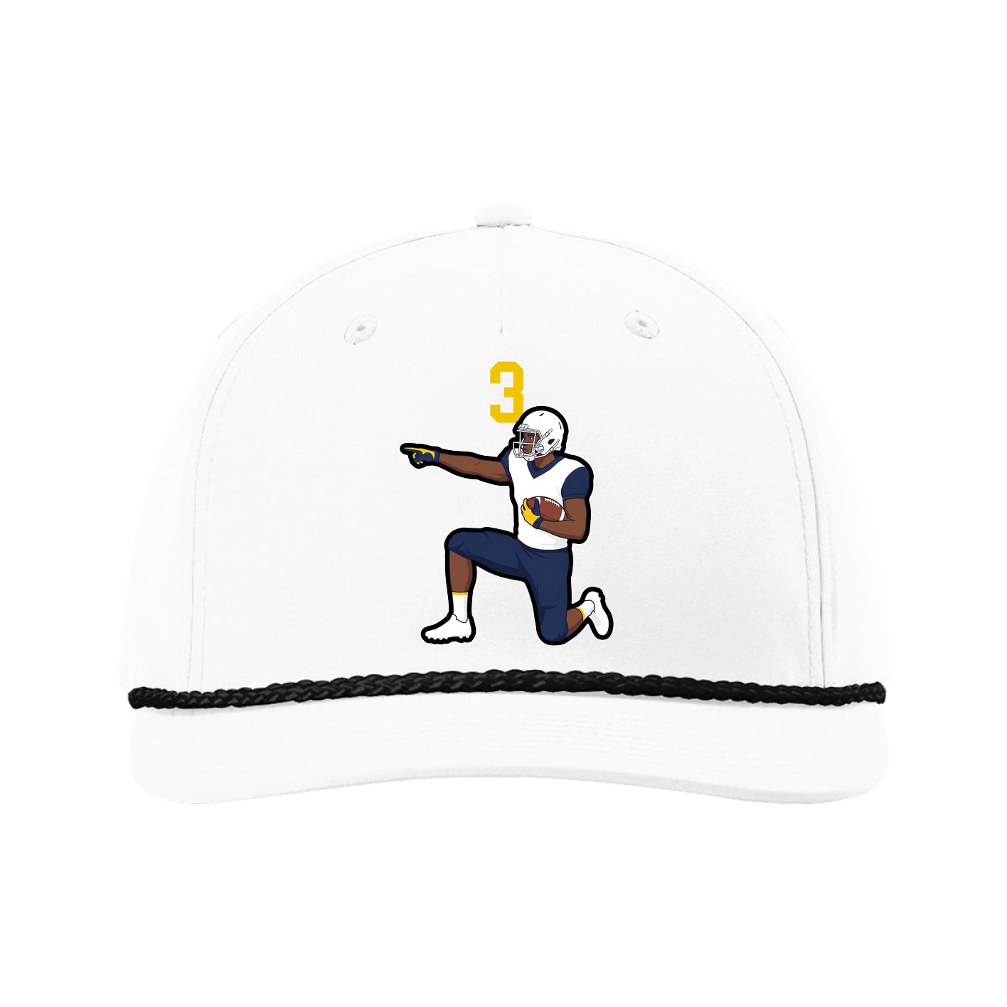 Five-Panel Classic Rope Cap — Number Top in White