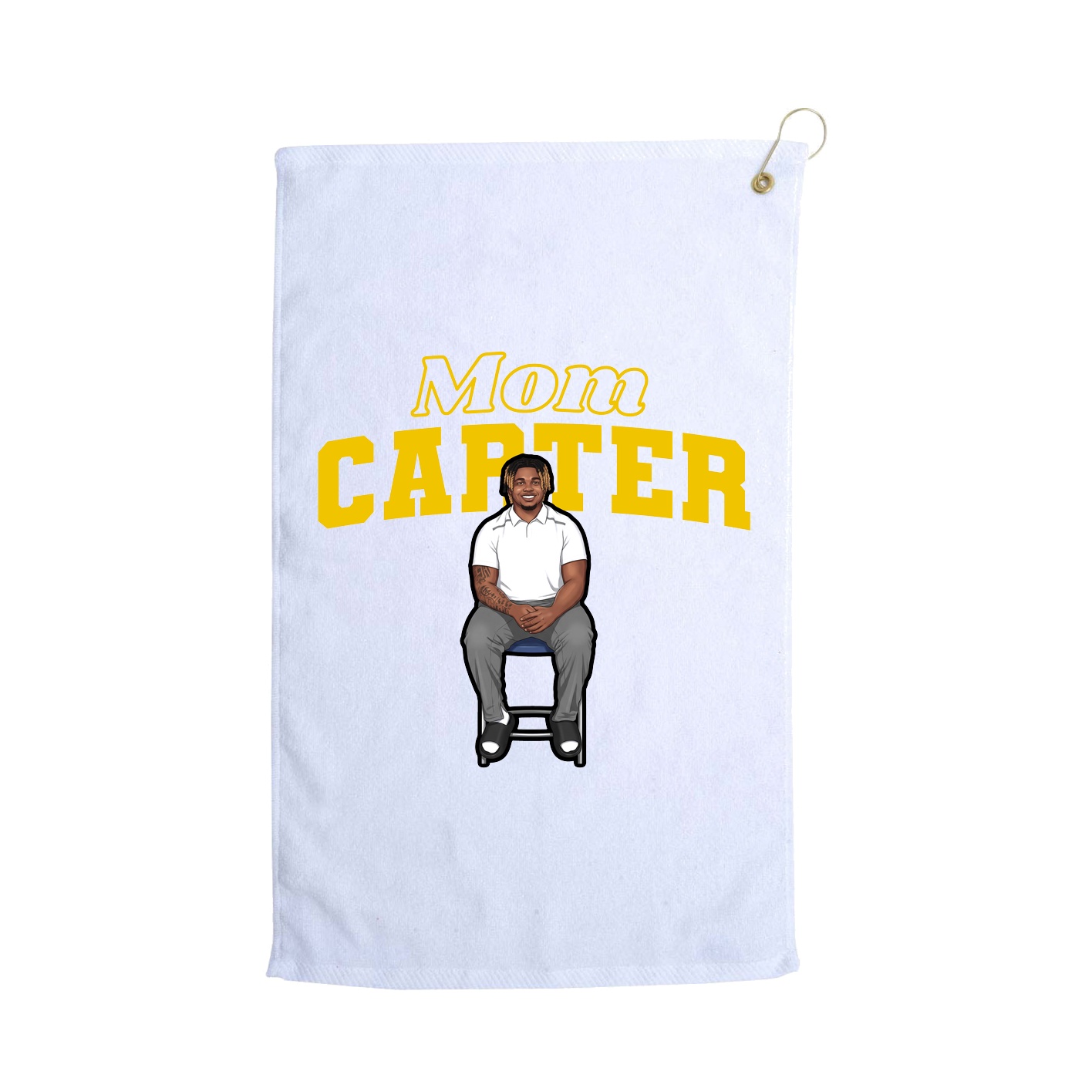 Golf Towel — Mothers Day Block in White