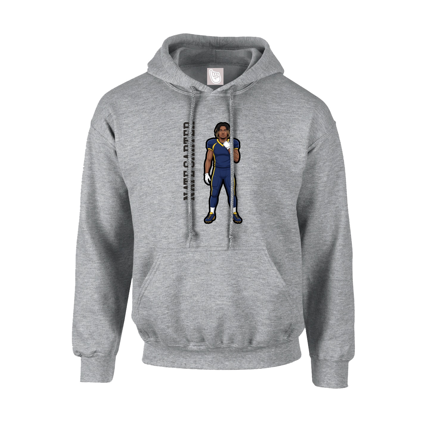 Youth Hoodie — Name Vertical in Grey