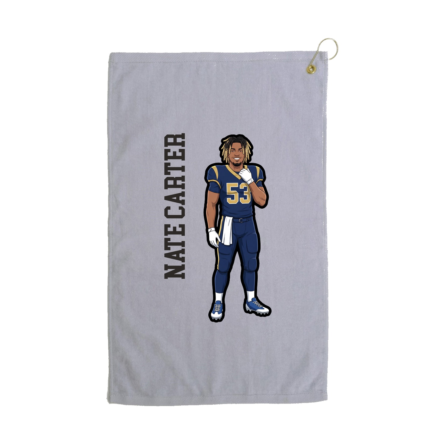 Golf Towel — Name Vertical in Grey