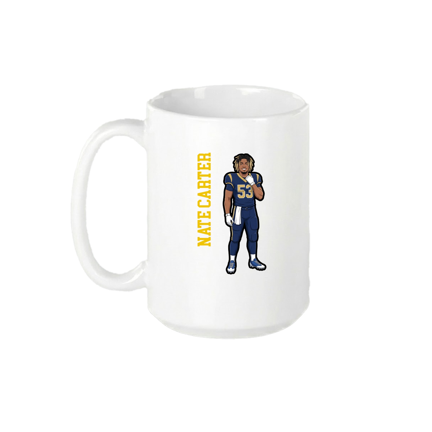15oz Coffee Mug — Name Vertical in White