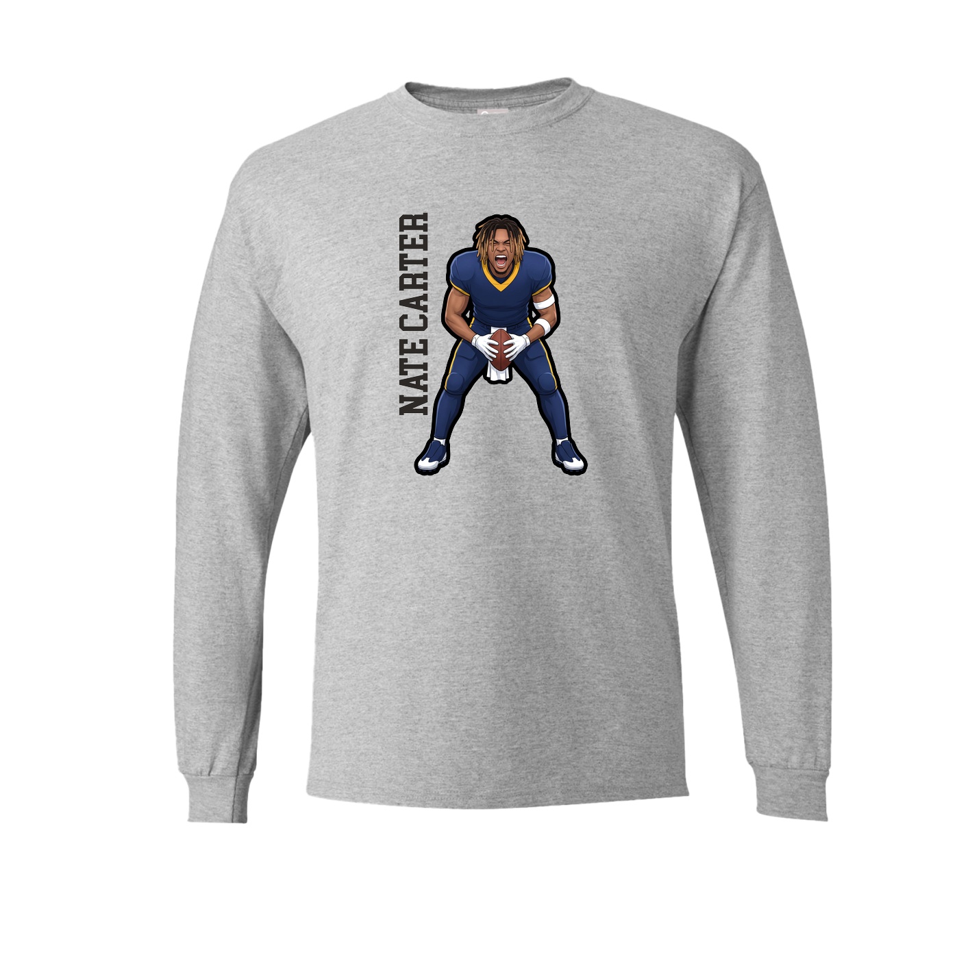 Long Sleeve Tee — Name Vertical in Grey