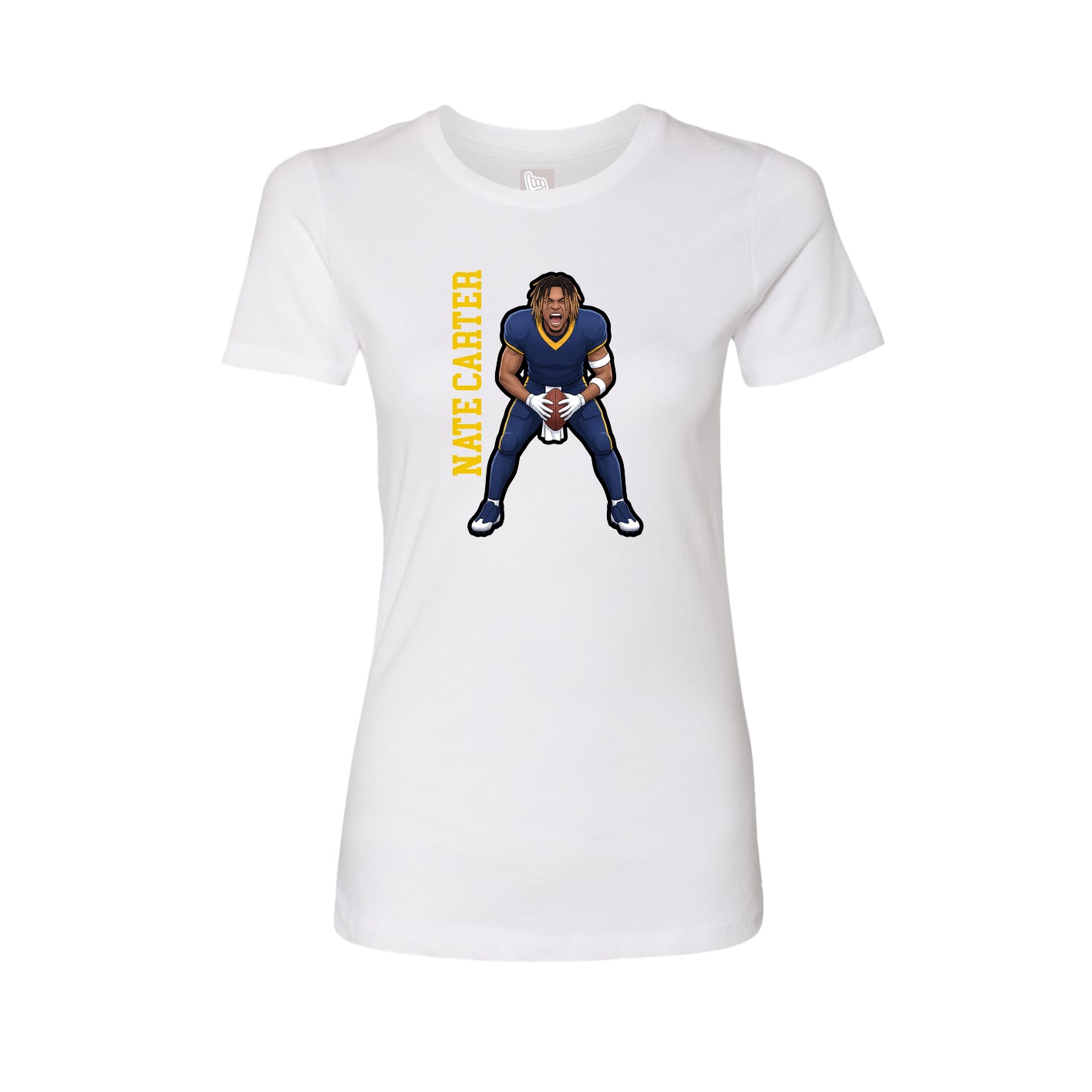 Fitted Women's Tee — Name Vertical in White