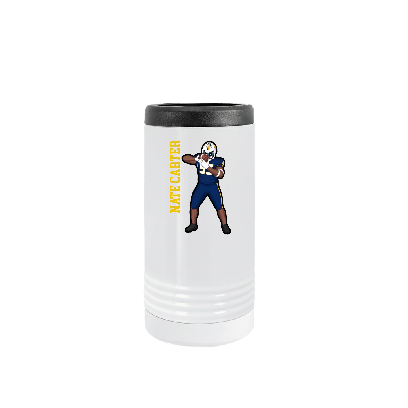 Slim Beverage Holder — Name Vertical in White