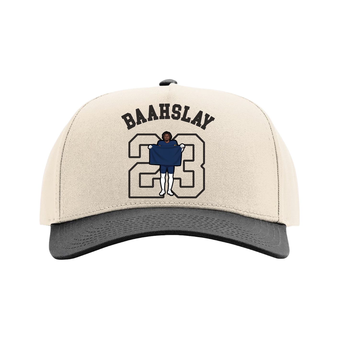 Full Fabric Five-Panel Champ Cap — Shirsey Arch in Cream/Black