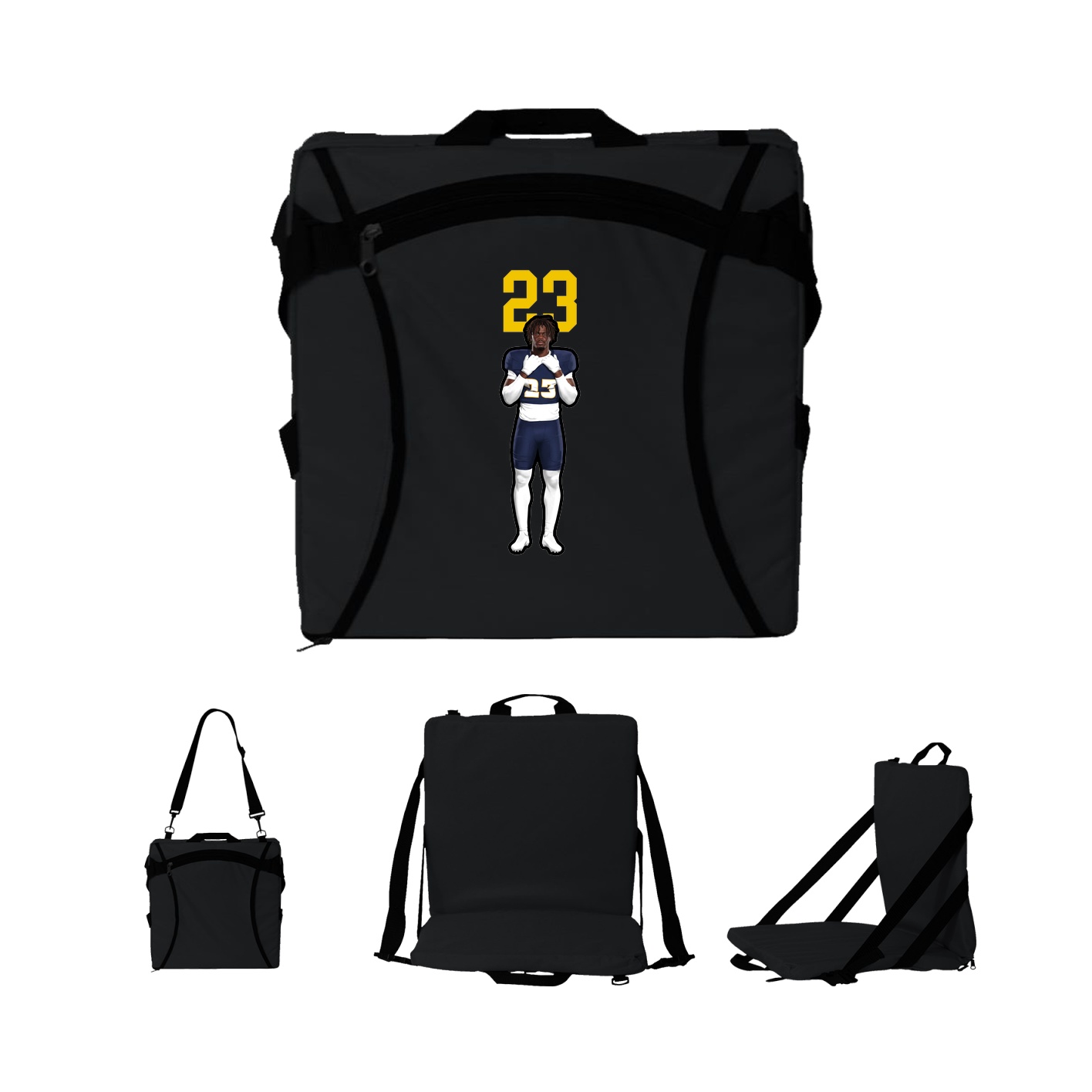Folding Stadium Seat — Number Top in Black