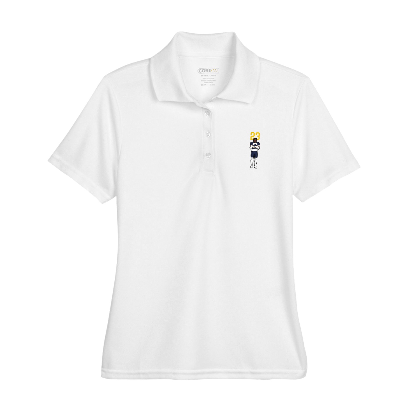 Womens Performance Polo — Number Top in White