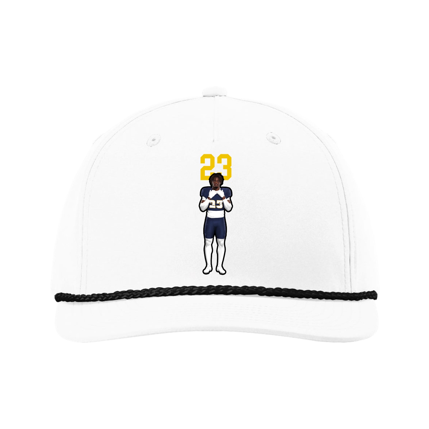 Five-Panel Classic Rope Cap — Number Top in White