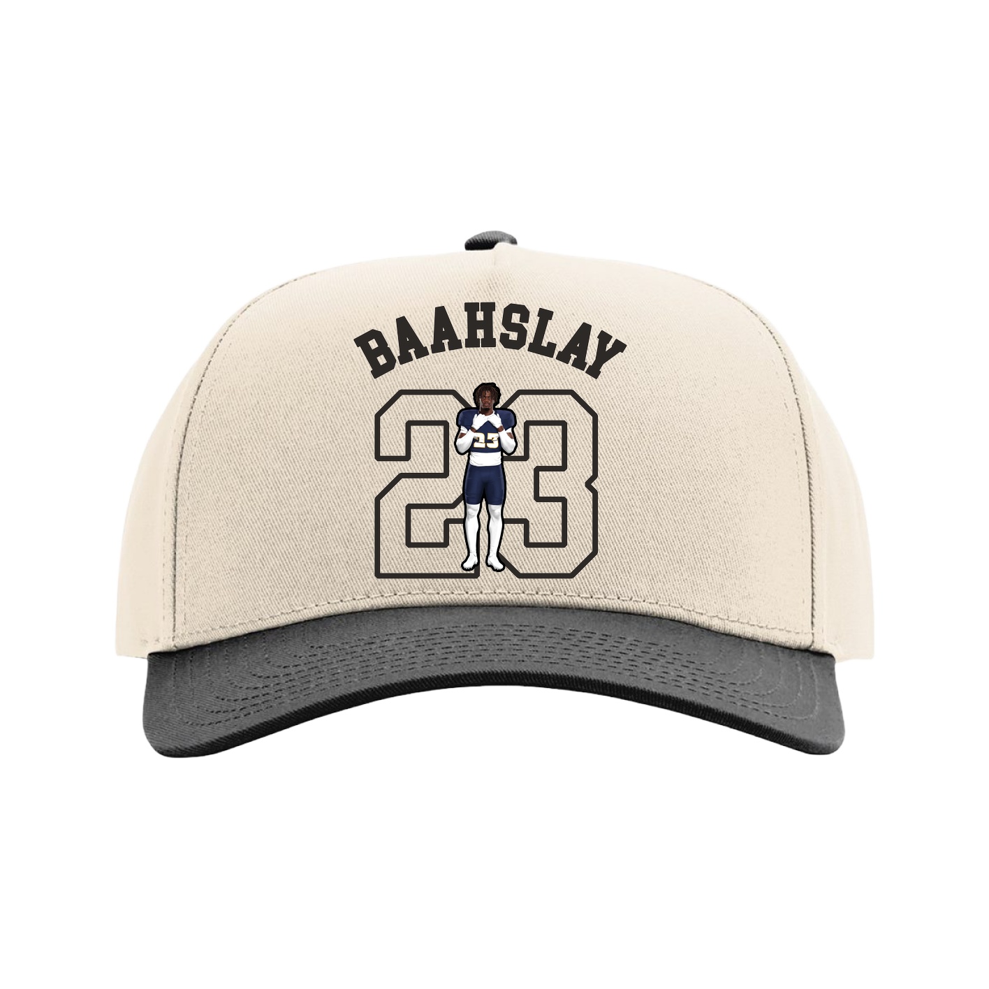 Full Fabric Five-Panel Champ Cap — Shirsey Arch in Cream/Black