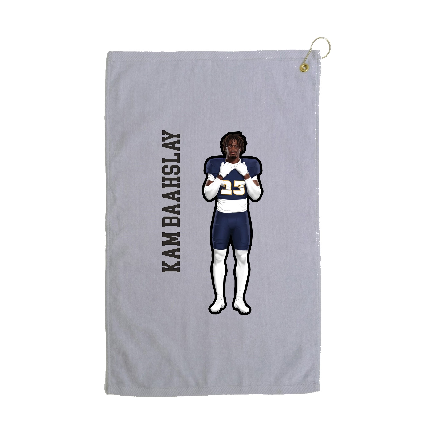 Golf Towel — Name Vertical in Grey